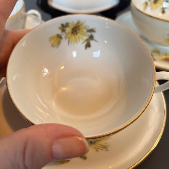 Limoges Three Teacups and Saucers, One Plate - Picture 7 of 14